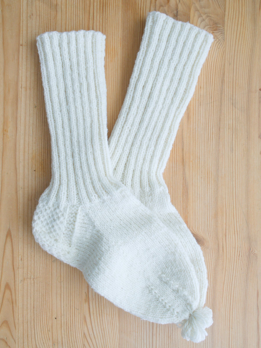 Hütten-Socken aus Merinowolle - Weiß