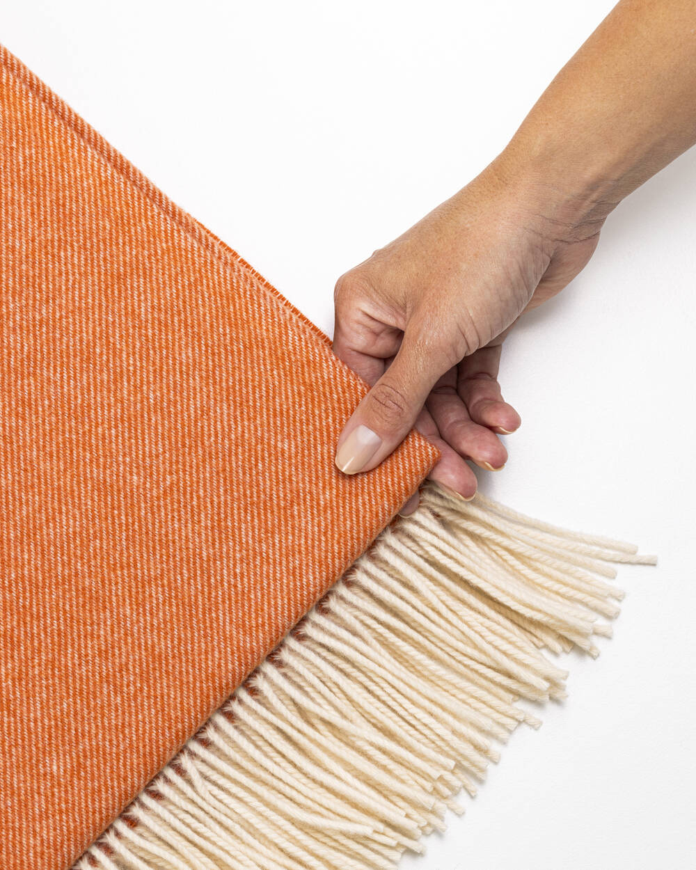 Leichte Decken aus Merinowolle | Dunkelblau & Orange