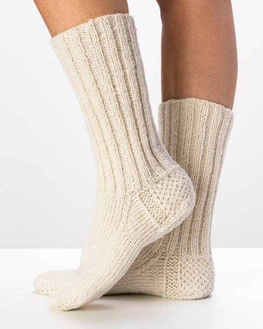 Hütten-Socken aus Merinowolle - Weiß