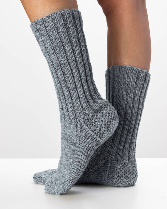 Hütten-Socken aus Merinowolle – Mittelgrau