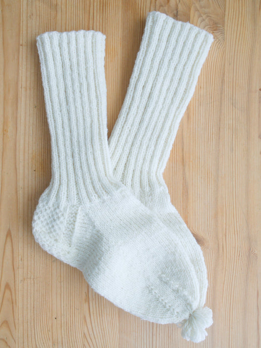 Hütten-Socken aus Merinowolle - Weiß
