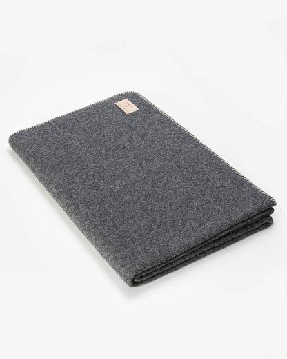 Merino Kuscheldecke Ökolana | Dunkelgrau / Hellgrau