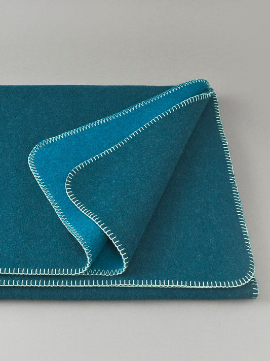 Merino Kuscheldecke Ökolana - Dunkelgrün / Petrol