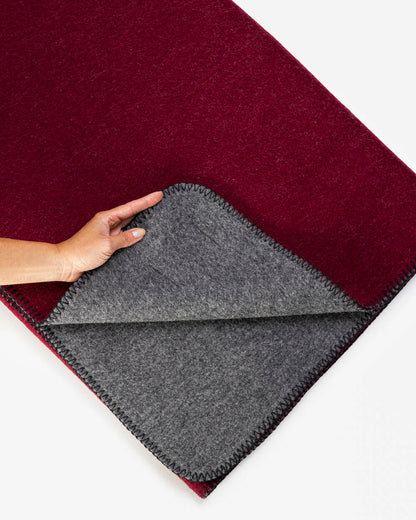 Merino Kuscheldecke Ökolana | Dunkelrot / Dunkelgrau