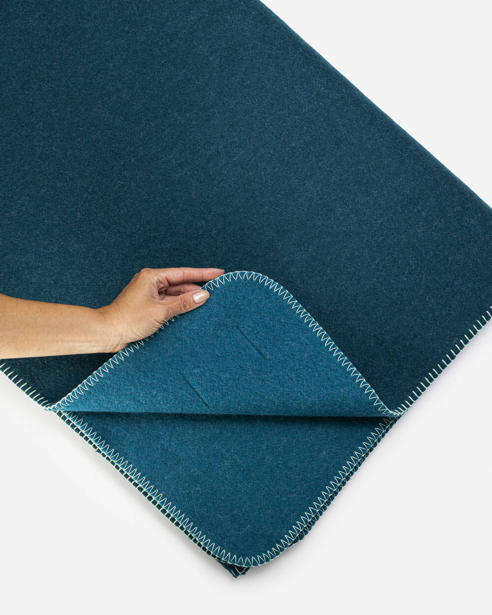 Merino Kuscheldecke Ökolana | Dunkelgrün / Petrol