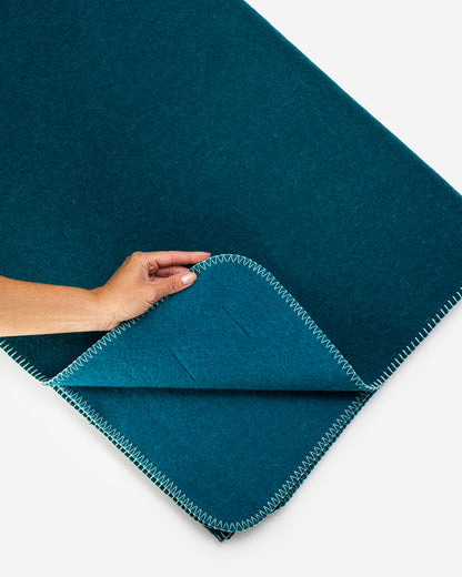 Merino Kuscheldecke Ökolana | Dunkelgrün / Petrol