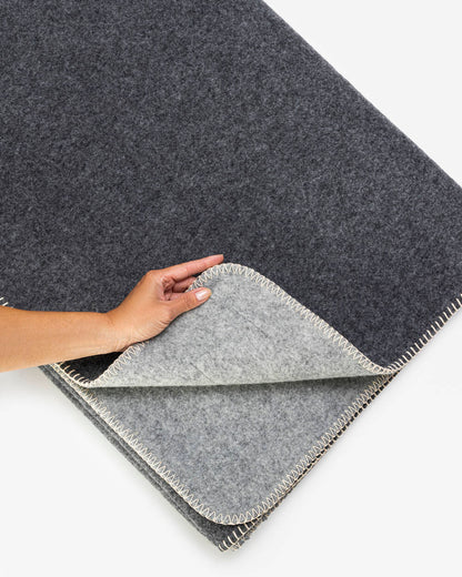 Merino Kuscheldecke Ökolana | Dunkelgrau / Hellgrau
