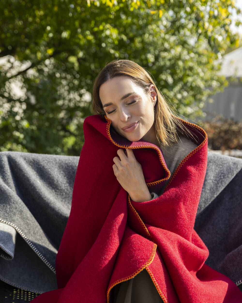 Merino Kuscheldecke Ökolana | Dunkelgrau / Hellgrau