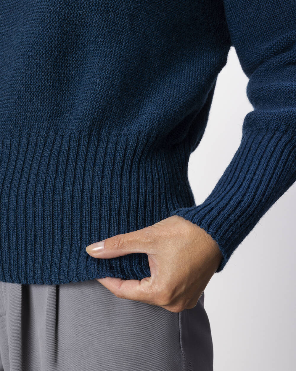 Pullover Fasan aus Lammwolle | Gewitterblau