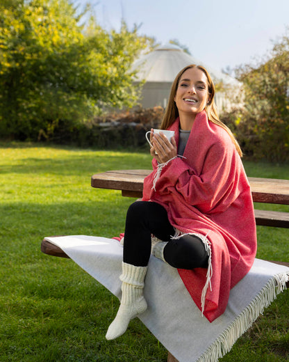 Leichte Decke aus Merinowolle | Orange