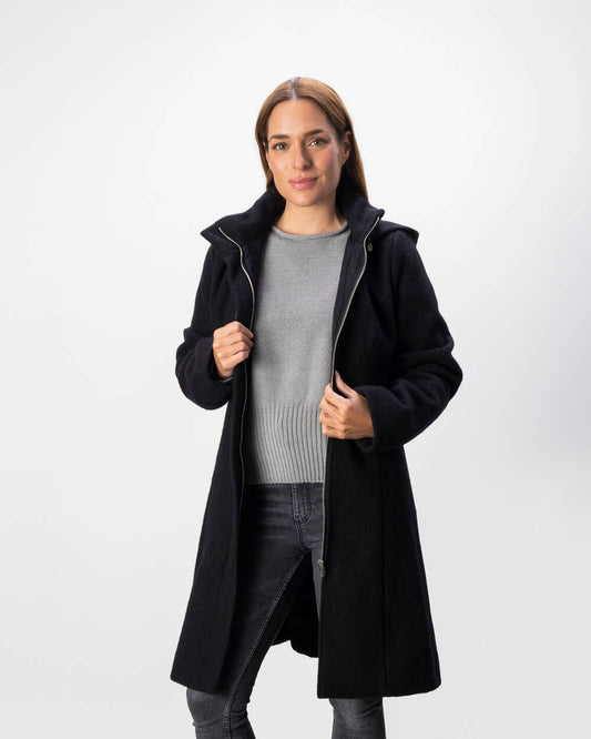 Wollmantel aus Schurwolle | Schwarz