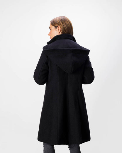 Wollmantel aus Schurwolle | Schwarz