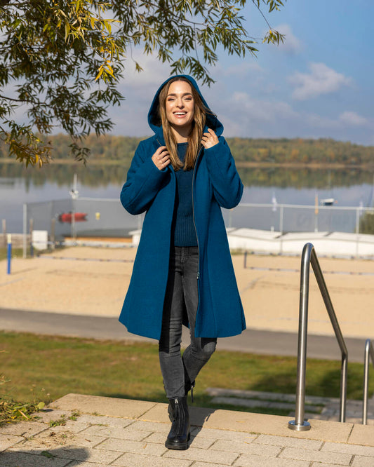 Wollmantel aus Schurwolle | Petrol
